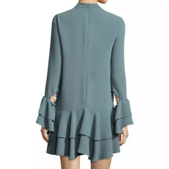 Prose & Poetry Marcel Feminine Cutout Long Sleeve Ruffle Mini Sage Dress Size M. - Picture 3 of 10